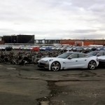 FIsker Karma electric vehicles at Port Newark destroyed by Superstorm Sandy