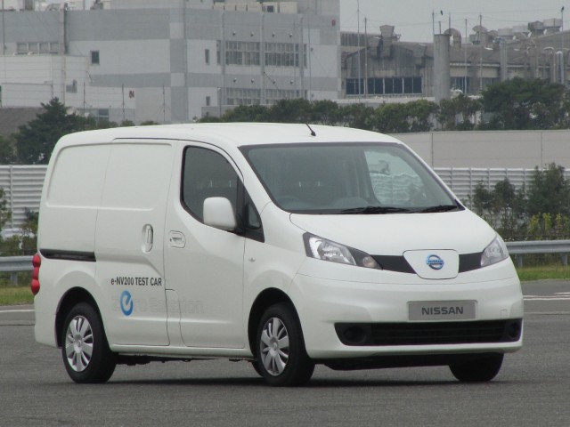 Side view of e-NV200 electric van prototype in Oppama Japan